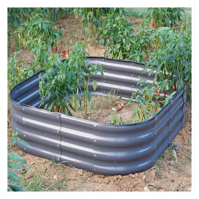 (120cm x 120cm x 30cm, Square Grey Painted) Garden Outdoor Raised Planter Pot Steel Trough