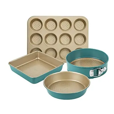 Prestige Bakeware Set in Gold Muffin & Cake Non Stick Tins, 0.8 mm - Pack of