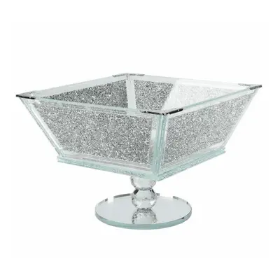 Medium Sparkly Silver Crushed Diamond Crystal Filled Bling Fruit Bowl