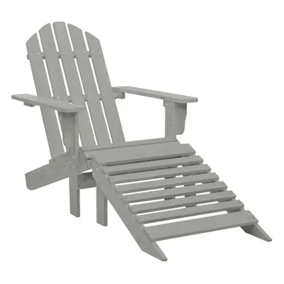 vidaXL Garden Chair with Ottoman Wood Grey Outdoor Lounge Armchair Seating