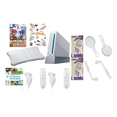 (Family Bundle) Nintendo Wii Mega bundle Remotes Motionplus Fit Board Sports Mario Golf Tennis