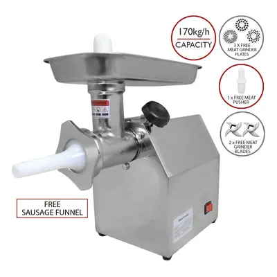 Electric Meat Grinder Mincer Commercial Sausage Maker Filler 850W Butchers Steel