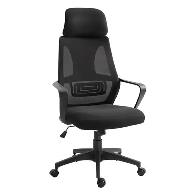 Vinsetto Mesh Back Office Chair w/ Adjustable Height Padded Headrest Black