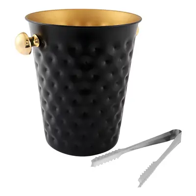 Stainless Steel Hammered Ice Bucket Wine Champagne Bucket Home Hotel Supplies KTV Supplies,Black