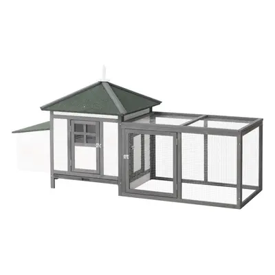 PawHut Chicken Coop Hen Poultry House w/ Nesting Box Outdoor Run Patio Wooden