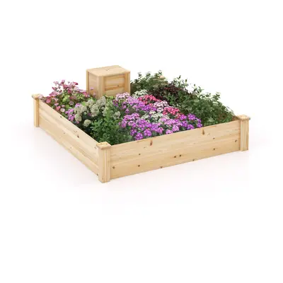 124 cm Raised Garden Bed Wooden Planter W/ Composting Bin Open Base