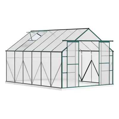 Outsunny 8x12ft Polycarbonate Walk-in Greenhouse Outdoor w/ Double Sliding Door