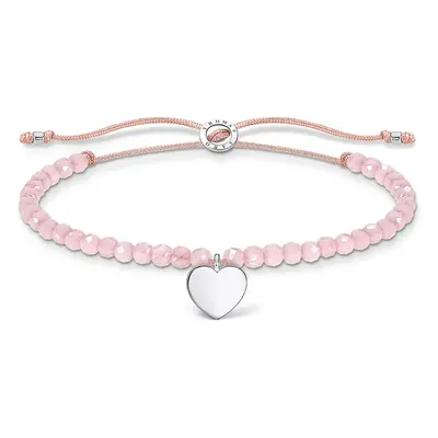 Thomas Sabo Sterling Silver Pink Pearl Bracelet with Heart of Length 13-20cm