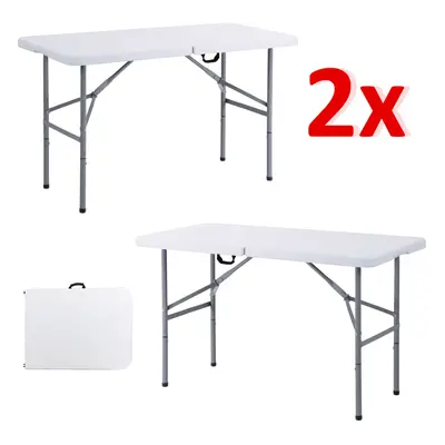 2X 4ft Folding Table Trestle Camping Party Picnic BBQ Garden Indoor Outdoor