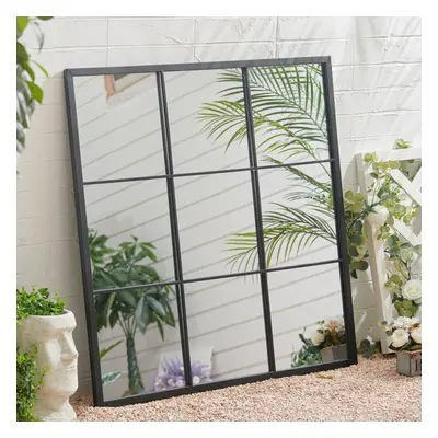 (Black - 90*90*2cm) Classic Window Mirror Metal Framed Wall Mirror