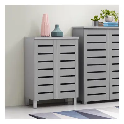 4 Tier Shoe Storage Cabinet Door Cupboard Stand Rack Unit Grey