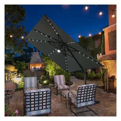 Square Cantilever Parasol with Solar-Powered LED Lights