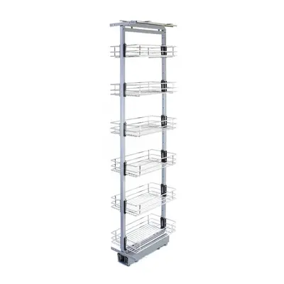 Pull Out Kitchen Larder Soft Close Slide Out Storage Baskets Metal 190-220cm H, 46cm D