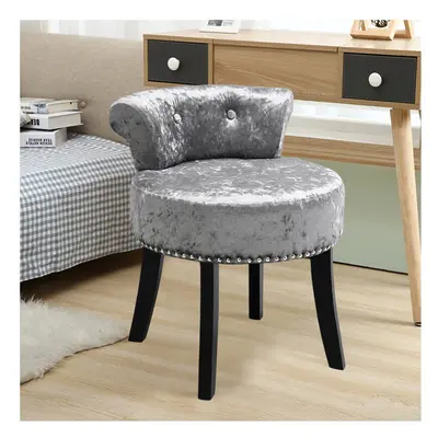 (Silver Grey) Crushed Velvet Vanity Stool | Dressing Table Chair