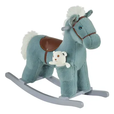 HOMCOM Kids Plush Ride-On Rocking Horse with Plush Toy Sound Handle Grip