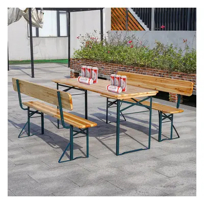 Garden Beer Trestle Table and Bench Set Foldable Wood Garden Beer Set