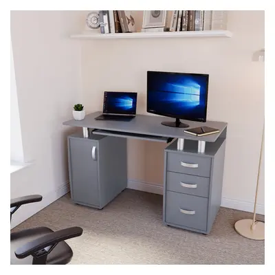 (Grey) Otley Drawer Computer Desk PC Office Workstation