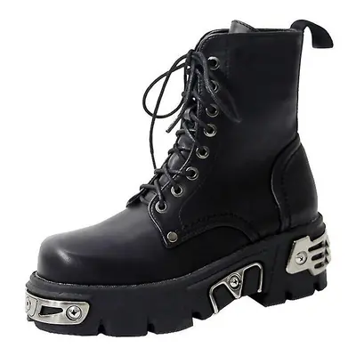 (39) Punk Style Women Ankle Bike Chunky Shoes With Fleece