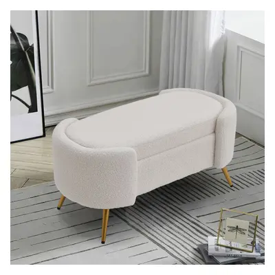 (White) Luxurious Upholstered Accent Bench