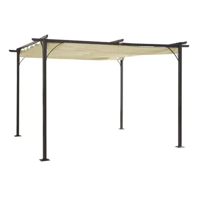 Outsunny 3.5x3.5m Pergola Metal Gazebo Backyard Porch Awning Retractable Canopy