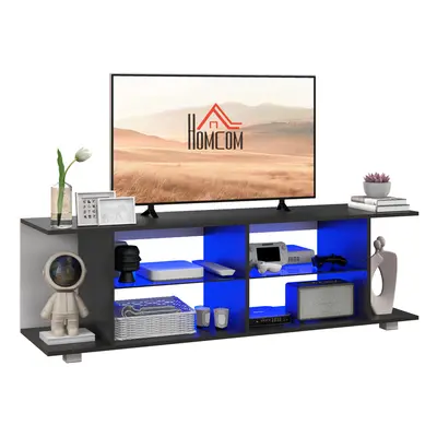 HOMCOM TV Stand 145cm TV Unit with Glass Shelves RGB LED Light for 60"TV Black