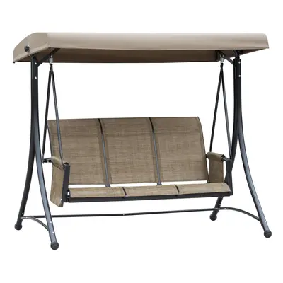 Outsunny Seat Metal Fabric Balcony Patio Swing Chair Brown