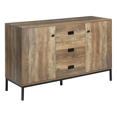 HOMCOM Industrial Sideboard, Storage Cabinet, Accent Cupboard Distressed Brown