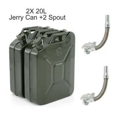 2pcs 20LMetal Jerry Can Container Store for Fuel Oil / Petrol/ Diesel