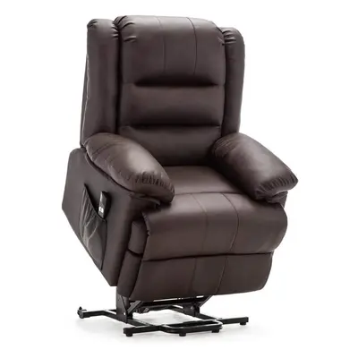 (Brown) Loxley Electric Rise Recliner Armchair Bonded Leather Mobility Lift Chair