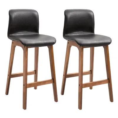 HOMCOM Modern Wood Bar Chairs Kitchen Cafe Stools Dining Barstool Brown