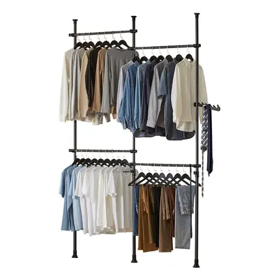 SoBuyÂ® KLS03-SCH, Adjustable Wardrobe Organiser Clothes Shelf Hanging Rail