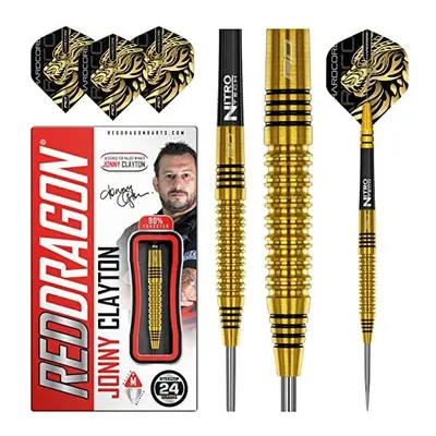 RED DRAGON Jonny Clayton Gold Gram Professional Tungsten Darts Set with Flights and Stems