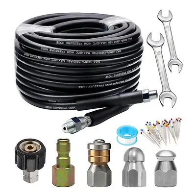 Sewer Jetter Kit 50/98ft 5800psi Drain Cleaner Hose High Pressure Resistant