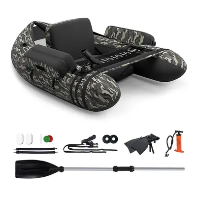 Inflatable Fishing Boat PVC Float Tube W/ Pump, Flippers & Paddle