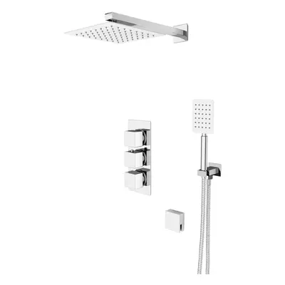 Nes Home Square Way Concealed Thermostatic Shower Mixer Valve Shower Head Handheld Bath Filler S