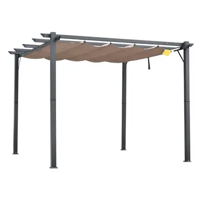 Outsunny 3x3(m) Pergola Gazebo Sun Shade Shelter Aluminium Garden Canopy, Brown