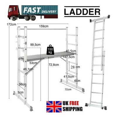 3 IN Working Ladder Work Bench Scaffold Tower Step Ladder Platform