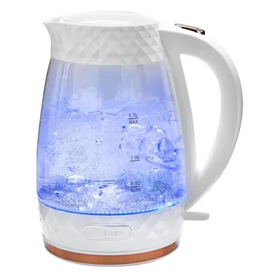 Diamond Glass Jug Kettle White & Rose Gold Kitchen Appliance Rapid Boil