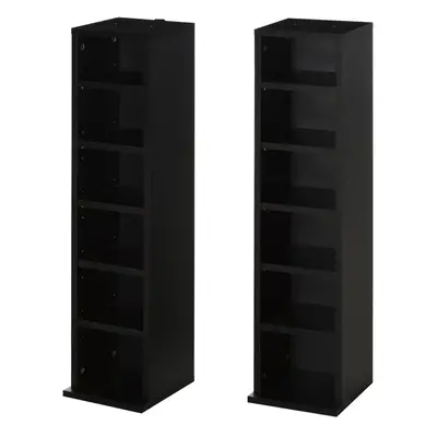 HOMCOM Set of CD Media Display Shelf 6-Tier Tower Rack, Black