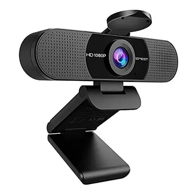 1080P Webcam with Microphone, eMeet C960 Web Camera, Mics Streaming Webcam with Privacy Cover, 9