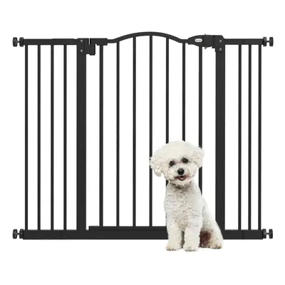 PawHut 74-100cm Adjustable Metal Pet Gate Safety Barrier w/ Auto-Close Black