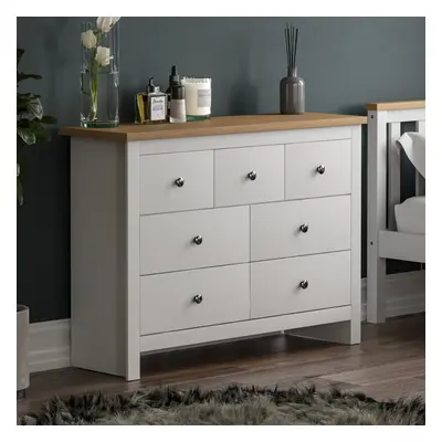 (White & Oak) Arlington 4+3 Drawer Chest Bedroom Storage Oak Top