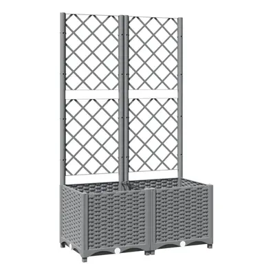 (light grey, x x cm) vidaXL Garden Planter with Trellis PP Outdoor Raised Bed Flower Pot Planter