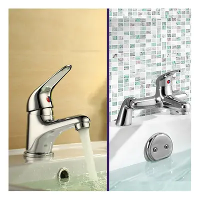 Dame Bathroom Basin Mono Mixer Tap & Bath Filler Tap Chrome