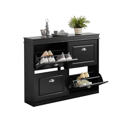 SoBuy FSR79-SCH, Drawers Shoe Cabinet Shoe Rack Shoe Storage, Black