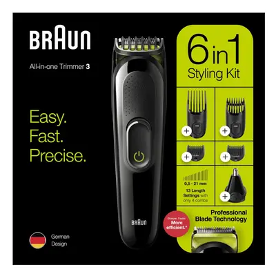 Braun 6-in-1 All-in-one MGK3221, Head/Beard-Nose Trimmer for Men