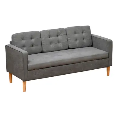 HOMCOM Compact Seater Sofa with Hidden Storage and Rubber Wood Legs Grey