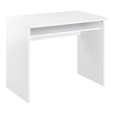 HOMCOM Computer Desk Writing Table Study Workstation Storage White Wood Grain