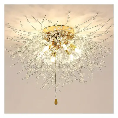 (Golden) Crystal Ceiling Light, Modern Fireworks Chandelier, LED Ceiling Light Dimmable