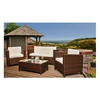 (Brown, Without Cover) Rattan seat Wicker Weave Garden Furniture